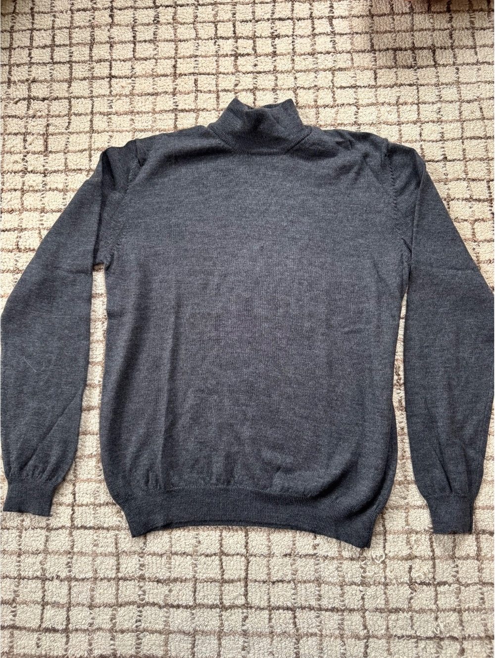 Womens Merino Wool Gray Turtleneck L Minimalist Outdoor Granola Cozy Cabin clean